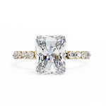 Load image into Gallery viewer, Radiant Cut Diamond Ring 2.00ct VVS2 F Color with Round Side Stones in 18K Gold