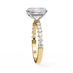 Load image into Gallery viewer, Radiant Cut Diamond Ring 2.00ct VVS2 F Color with Round Side Stones in 18K Gold