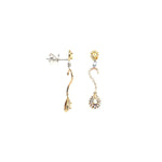 Load image into Gallery viewer, Tri Gold & Diamond Drop Earring