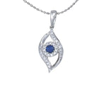Load image into Gallery viewer, Diamond & Blue Sapphire Eye Pendant with Chain