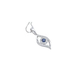 Load image into Gallery viewer, Diamond & Blue Sapphire Eye Pendant with Chain