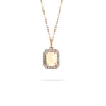 Load image into Gallery viewer, Emerald Cut Opal Halo Diamond Pendant