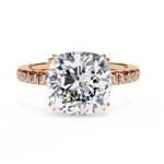 Load image into Gallery viewer, 3.50 Carat Brilliant Round Cut Lab Grown Diamond Ring – VVS2, E Color | Round Diamond Accents in 18K Gold