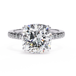 Load image into Gallery viewer, 3.50 Carat Brilliant Round Cut Lab Grown Diamond Ring – VVS2, E Color | Round Diamond Accents in 18K Gold