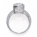 Load image into Gallery viewer, 3.50 Carat Brilliant Round Cut Lab Grown Diamond Ring – VVS2, E Color | Round Diamond Accents in 18K Gold
