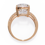 Load image into Gallery viewer, 3.50 Carat Brilliant Round Cut Lab Grown Diamond Ring – VVS2, E Color | Round Diamond Accents in 18K Gold