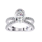 Load image into Gallery viewer, ✨ Celestia Criss cross Oval Lab Grown Diamond Ring – 2.50CT | 18K Gold