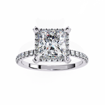 Load image into Gallery viewer, 2.50 Carat Princess Diamond Ring – VVS2, F Color | Round Diamond Accents in Gold