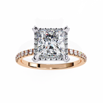 Load image into Gallery viewer, 2.50 Carat Princess Diamond Ring – VVS2, F Color | Round Diamond Accents in Gold