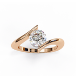 Load image into Gallery viewer, Round Cut Diamond Crossover Engagement Ring