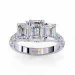Load image into Gallery viewer, Three stone emerald cut engagement ring
