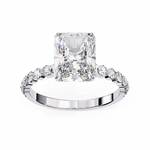 Load image into Gallery viewer, Radiant Cut Diamond Ring 2.00ct VVS2 F Color with Round Side Stones in 18K Gold