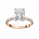 Load image into Gallery viewer, Radiant Cut Diamond Ring 2.00ct VVS2 F Color with Round Side Stones in 18K Gold