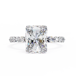 Load image into Gallery viewer, Radiant Cut Diamond Ring 2.00ct VVS2 F Color with Round Side Stones in 18K Gold