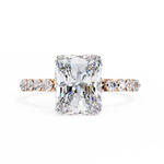 Load image into Gallery viewer, Radiant Cut Diamond Ring 2.00ct VVS2 F Color with Round Side Stones in 18K Gold