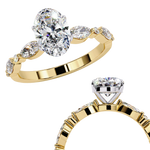 Load image into Gallery viewer, 2.20ct Oval Cut Lab Grown Diamond Engagement Ring – VVS2 Clarity, F Color | Marquise &amp; Round Side Stones in 18K Gold