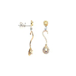 Load image into Gallery viewer, Tri Gold &amp; Diamond Drop Earring
