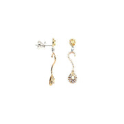 Tri Gold & Diamond Drop Earring