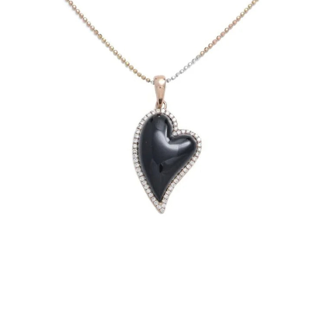 Diamond and Onyx Heart with Chain