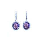 Load image into Gallery viewer, Amethyst &amp; Diamond Drop Earrings
