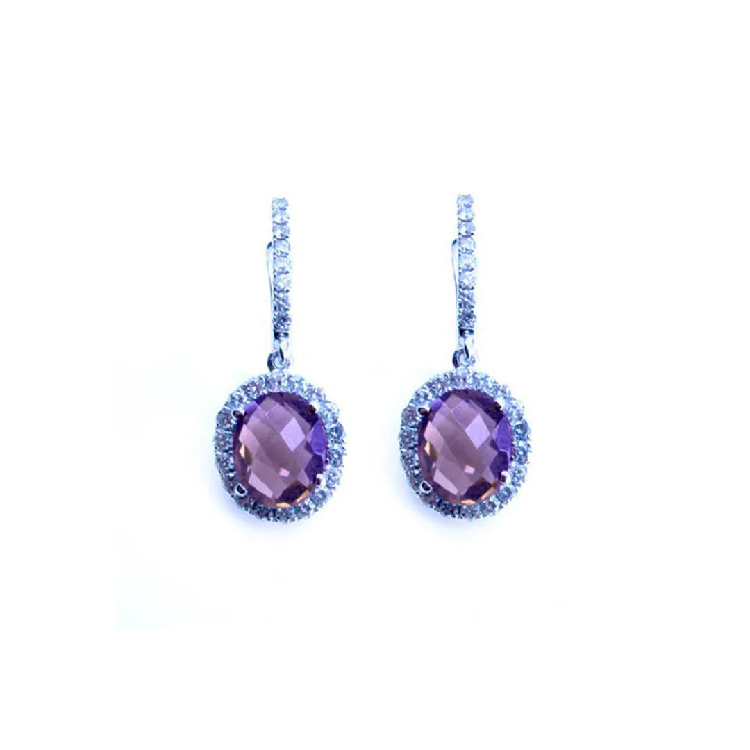 Amethyst & Diamond Drop Earrings