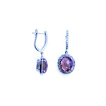 Load image into Gallery viewer, Amethyst &amp; Diamond Drop Earrings