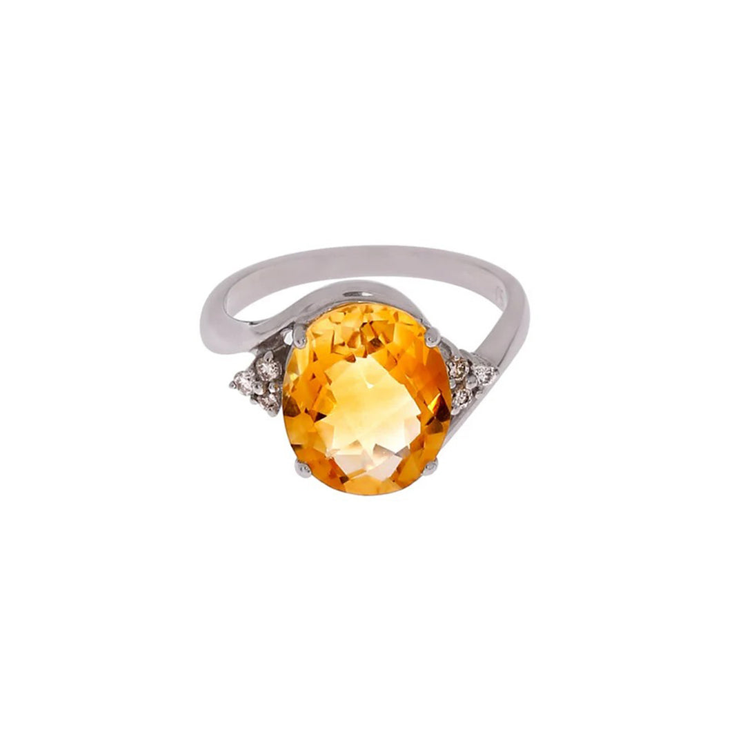 Diamond & Yellow Topaz Ring
