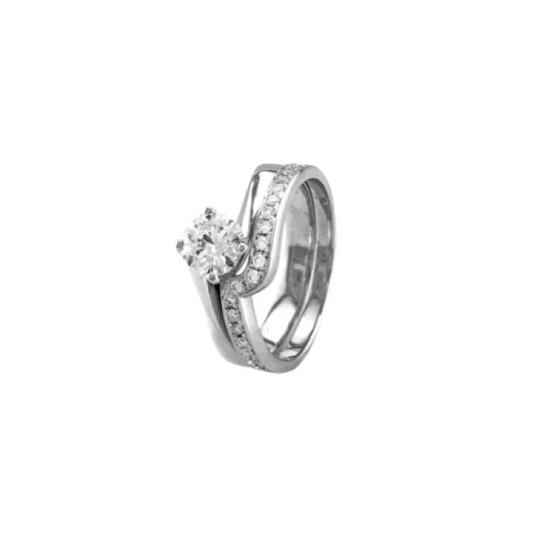 Twisted Height Solitaire Diamond Engagement Ring