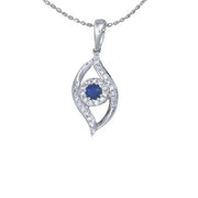 Diamond & Blue Sapphire Eye Pendant with Chain