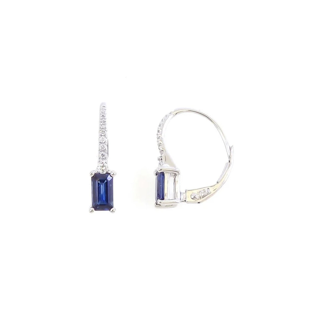 LILY BLUE EMERALD CUT EARRINGS-B13984