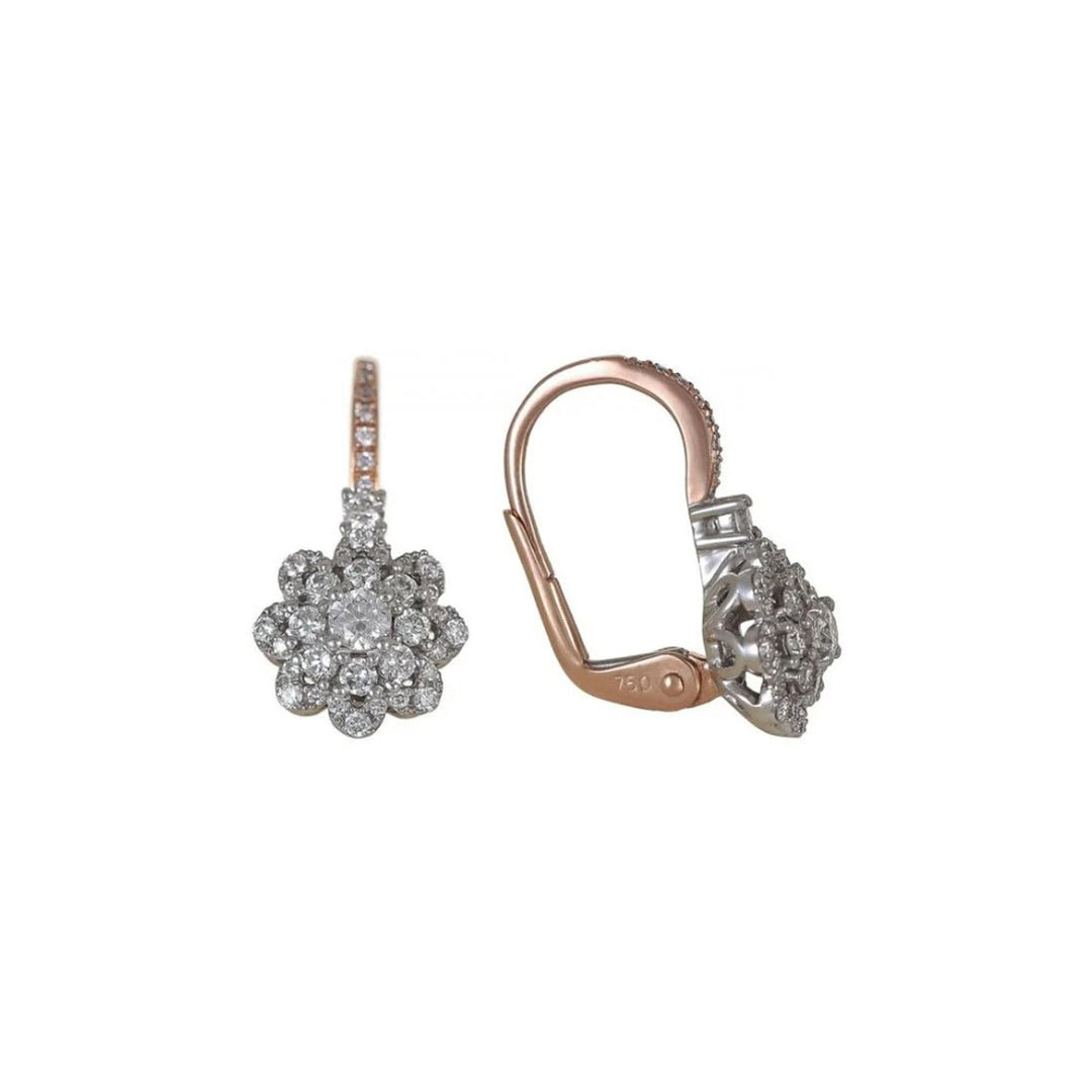 18K Rose Gold 0.59ct Round Diamond Latch Earrings