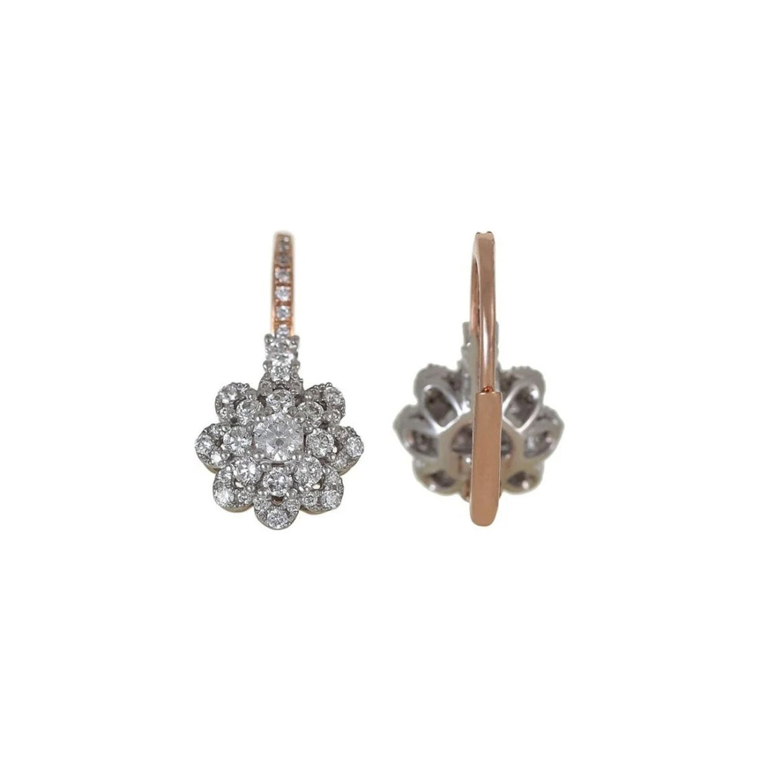 18K Rose Gold 0.59ct Round Diamond Latch Earrings