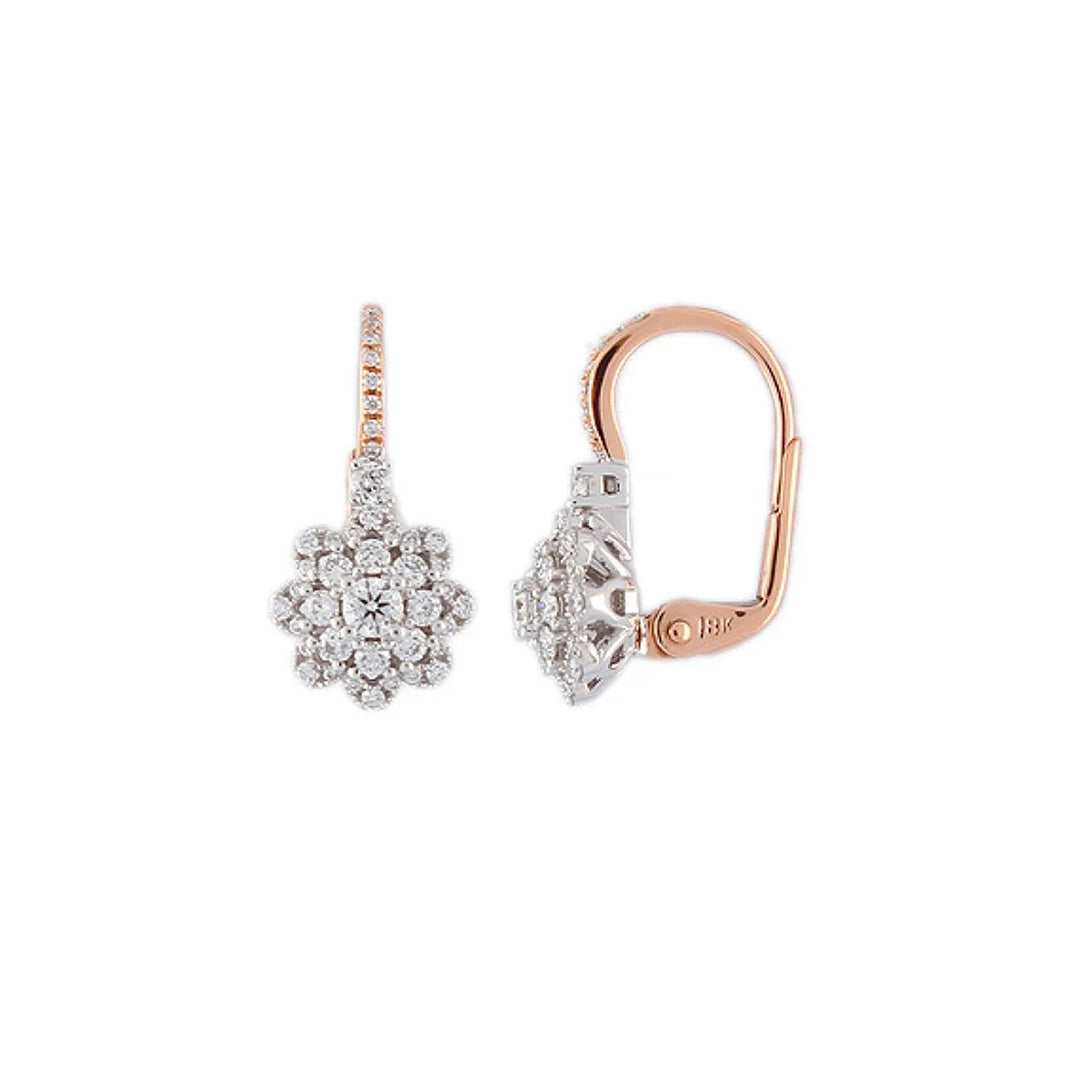 18K Rose Gold 0.59ct Round Diamond Latch Earrings