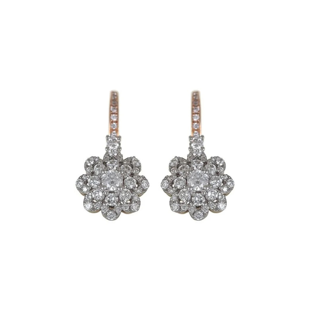 18K Rose Gold 0.59ct Round Diamond Latch Earrings
