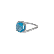 Round Blue Topaz Diamond Ring