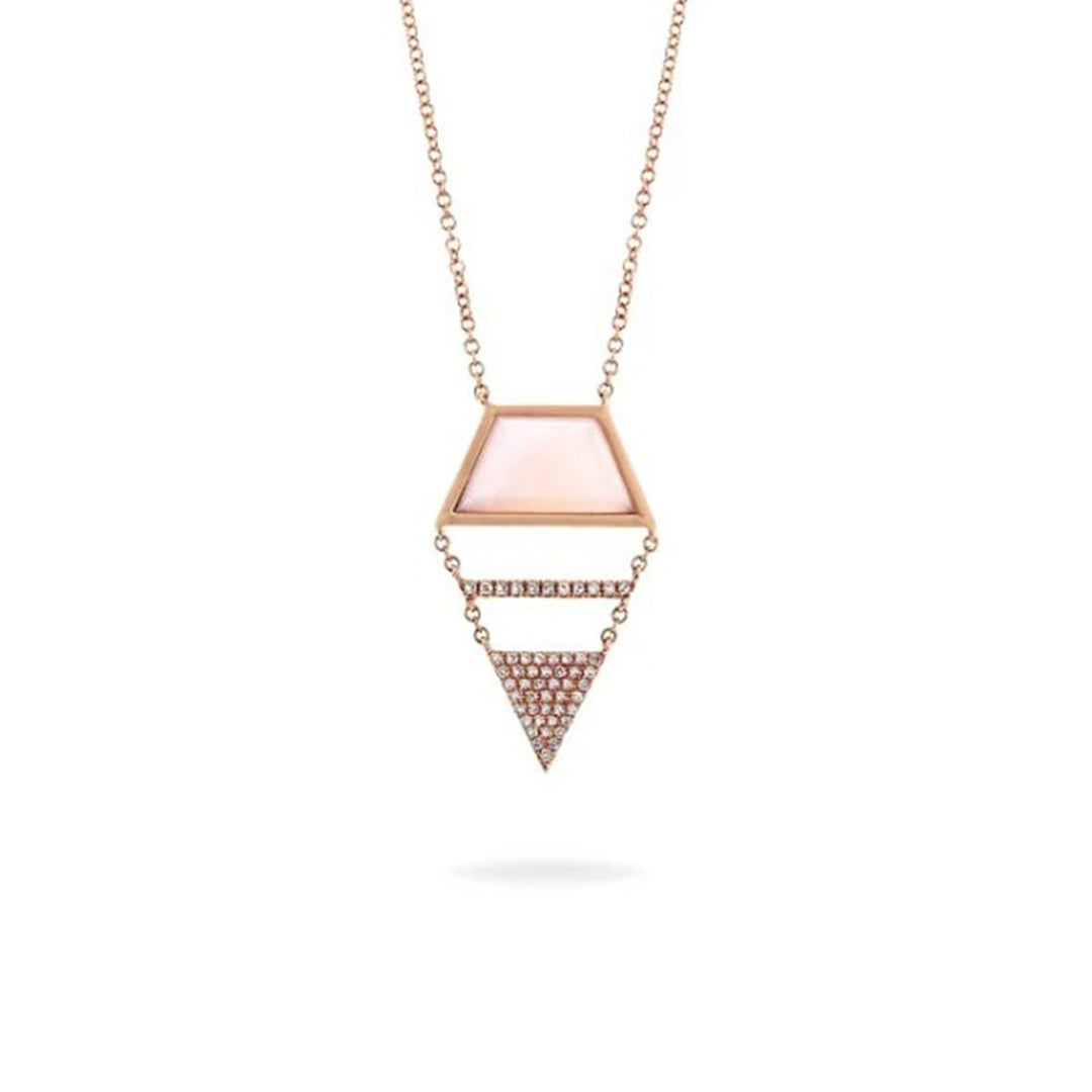 Pink opal unique diamond necklace