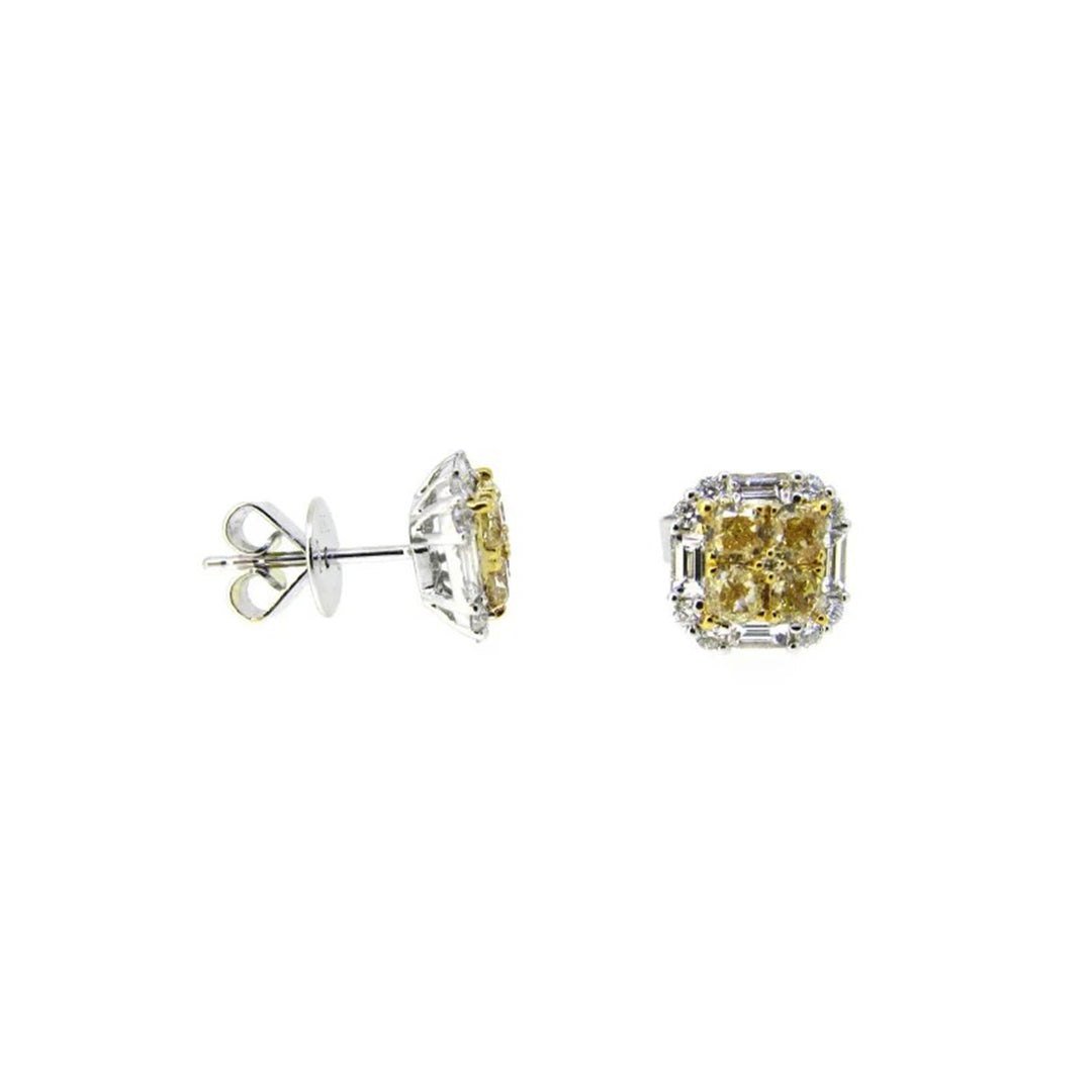 Fancy yellow Diamond studs