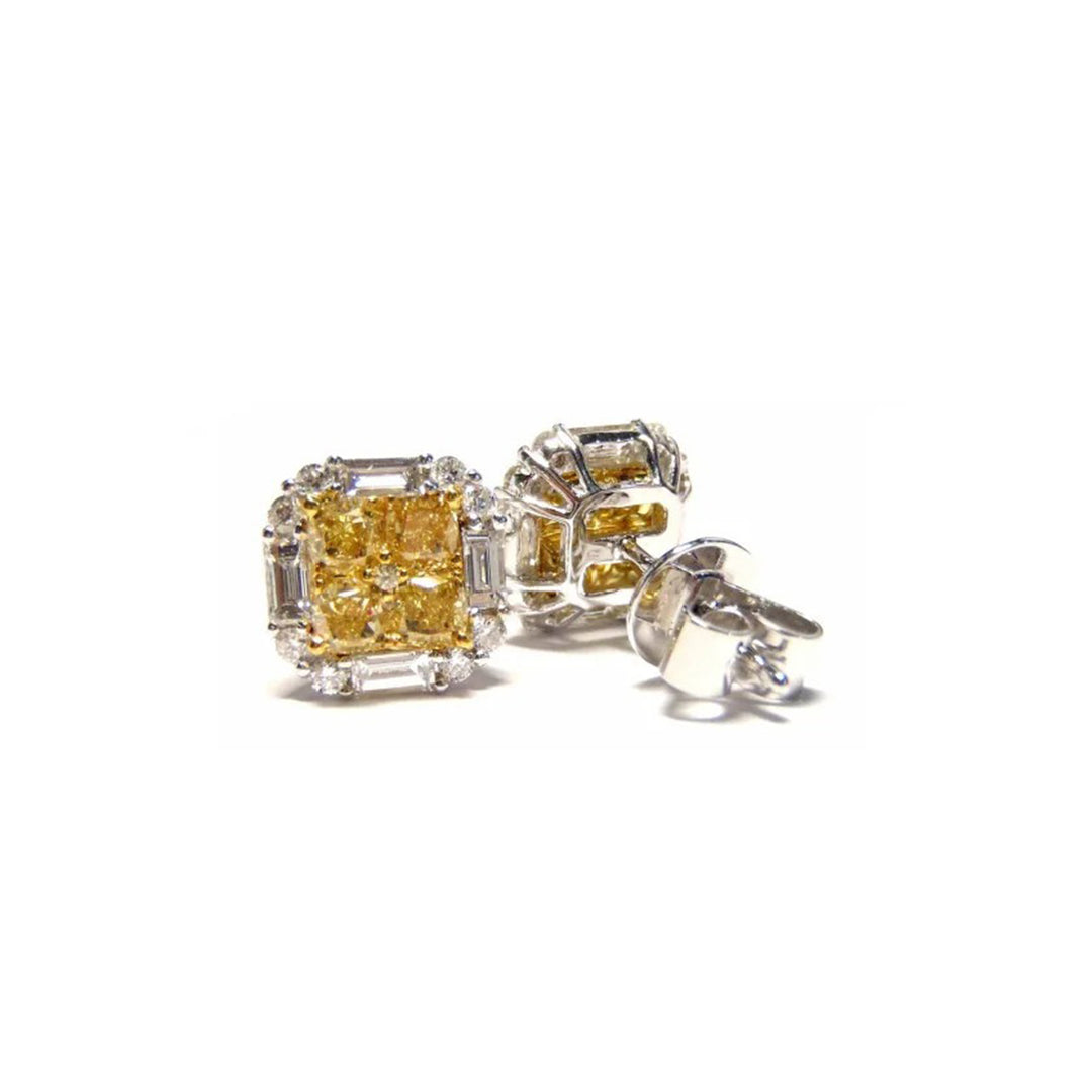 Fancy yellow Diamond studs