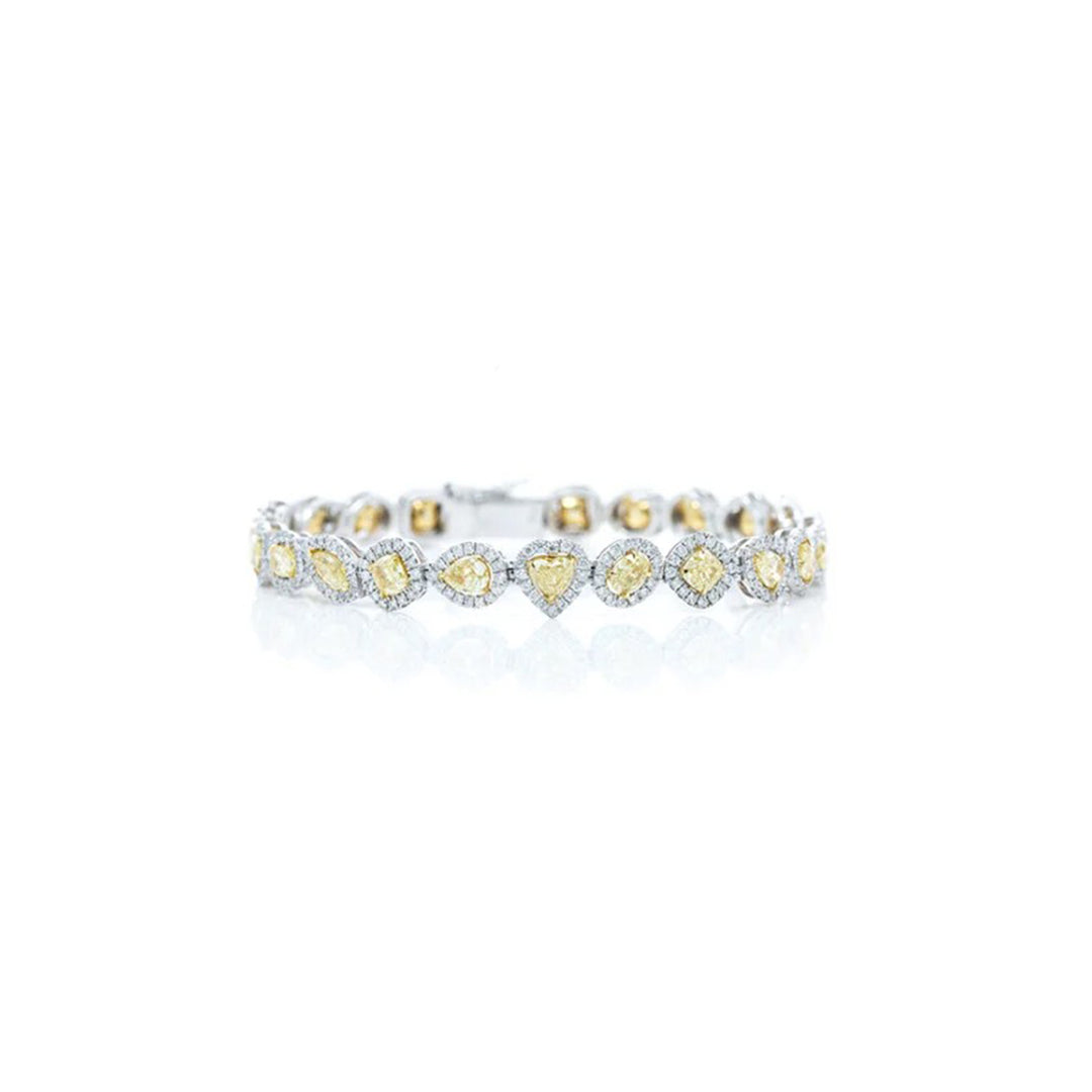 Multi color Fancy yellow diamond halo setting bracelet