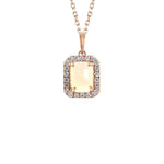 Load image into Gallery viewer, Emerald Cut Opal Halo Diamond Pendant