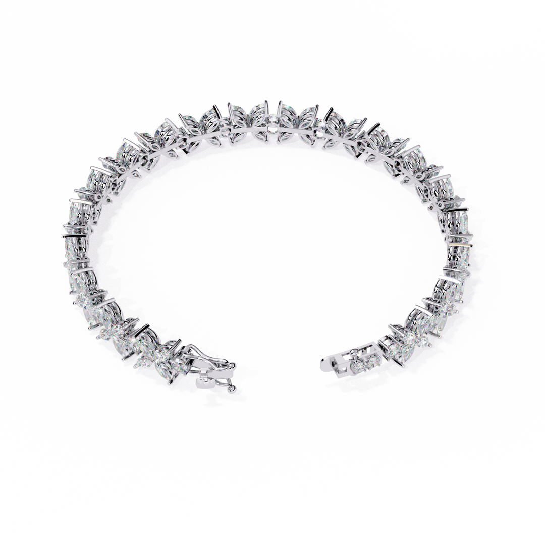 Blooming Marquise & Round Lab Diamond Bracelet — 6.50ct Total, D–F Color, VVS–VS Clarity, 18K Gold
