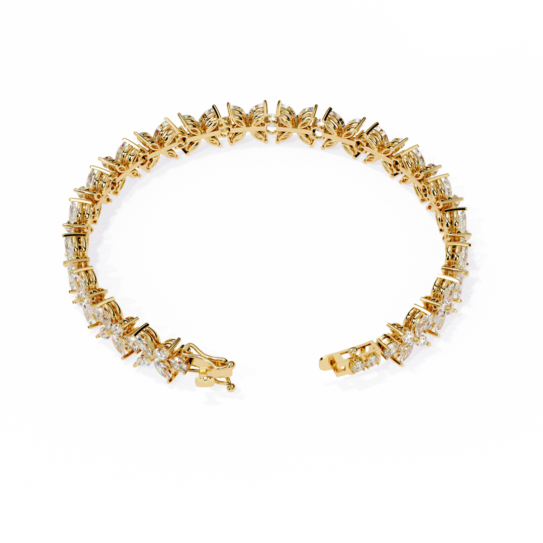 Blooming Marquise & Round Lab Diamond Bracelet — 6.50ct Total, D–F Color, VVS–VS Clarity, 18K Gold