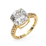 Load image into Gallery viewer, 3.50 Carat Brilliant Round Cut Lab Grown Diamond Ring – VVS2, E Color | Round Diamond Accents in 18K Gold