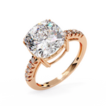 Load image into Gallery viewer, 3.50 Carat Brilliant Round Cut Lab Grown Diamond Ring – VVS2, E Color | Round Diamond Accents in 18K Gold