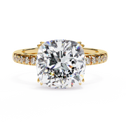 3.50 Carat Brilliant Round Cut Lab Grown Diamond Ring – VVS2, E Color | Round Diamond Accents in 18K Gold