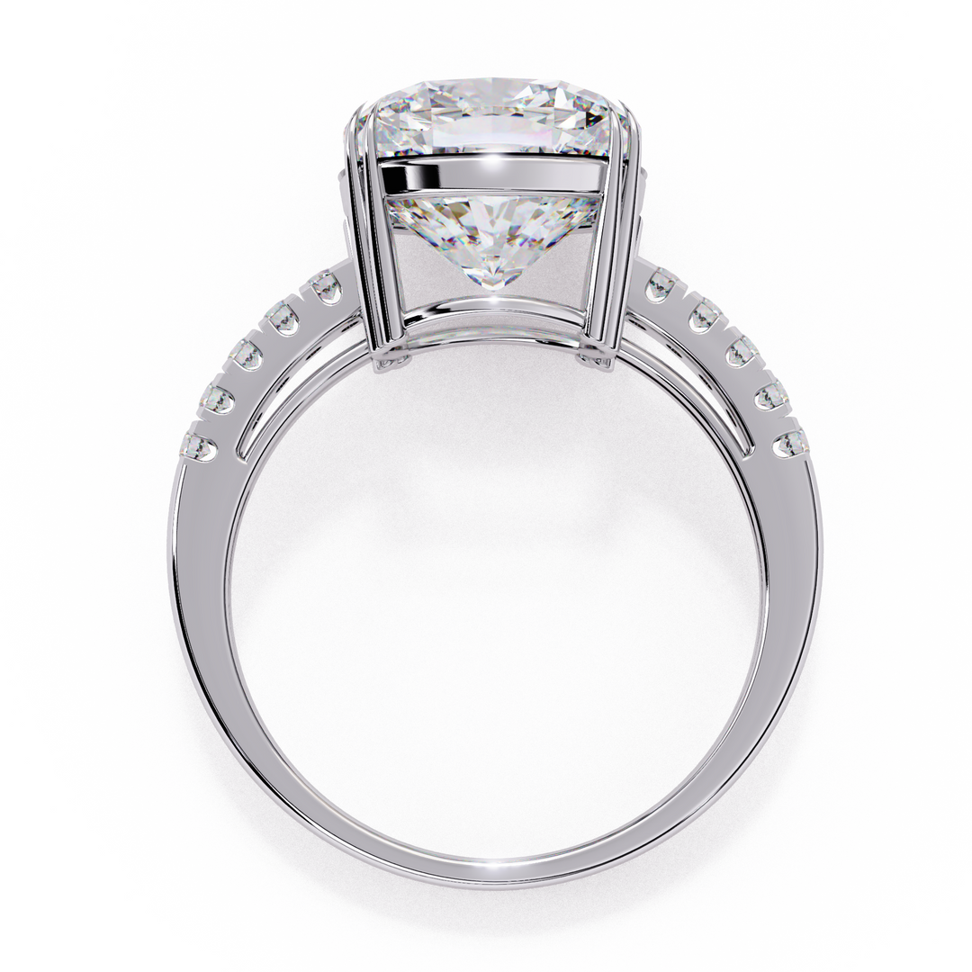 3.50 Carat Brilliant Round Cut Lab Grown Diamond Ring – VVS2, E Color | Round Diamond Accents in 18K Gold