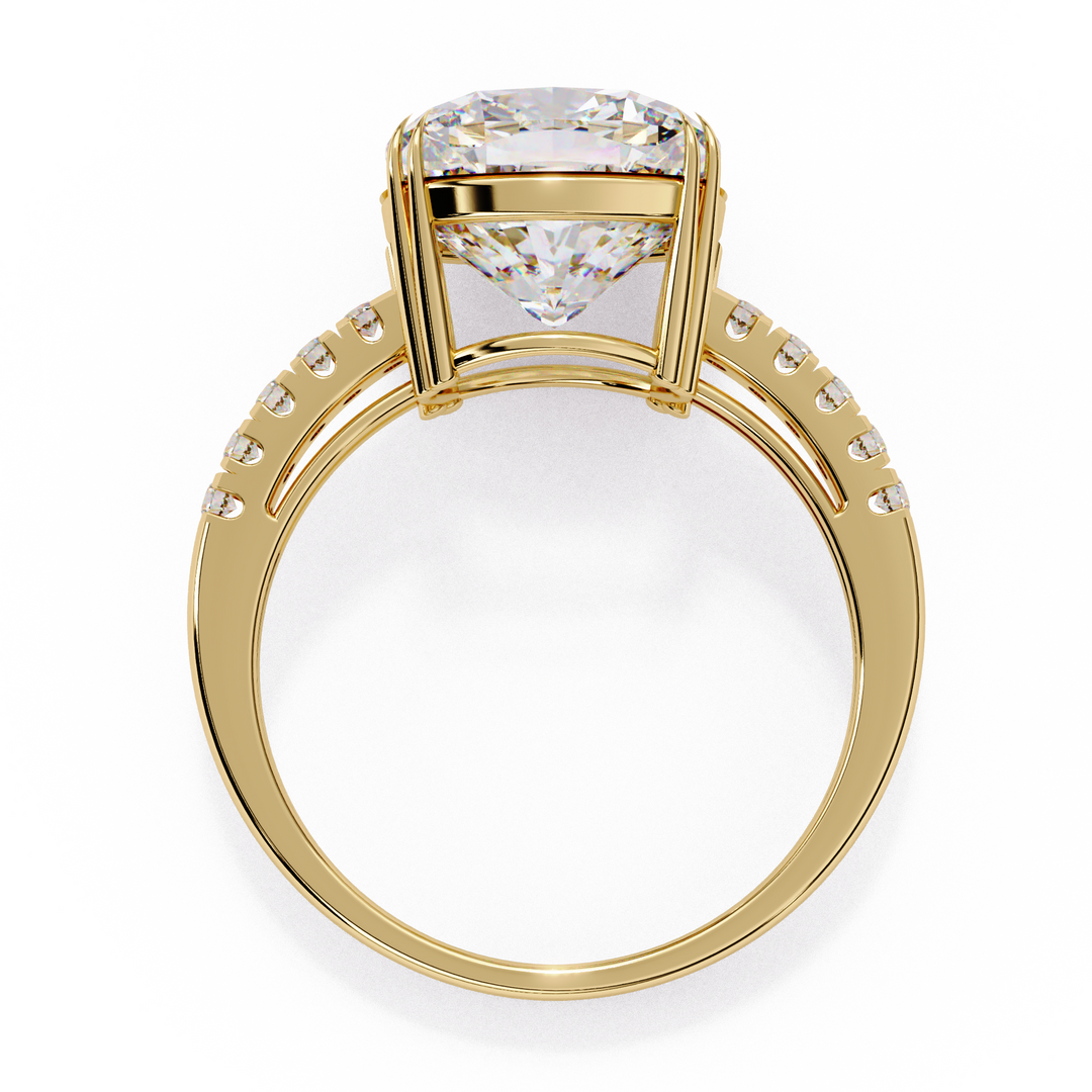 3.50 Carat Brilliant Round Cut Lab Grown Diamond Ring – VVS2, E Color | Round Diamond Accents in 18K Gold