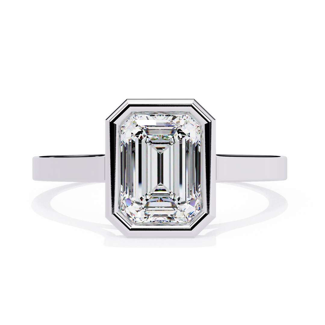 18K Lab Grown Diamond Emerald Cut Ring