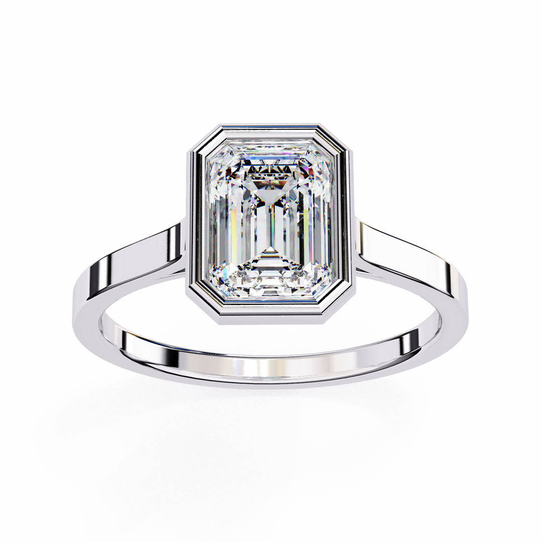 18K Lab Grown Diamond Emerald Cut Ring
