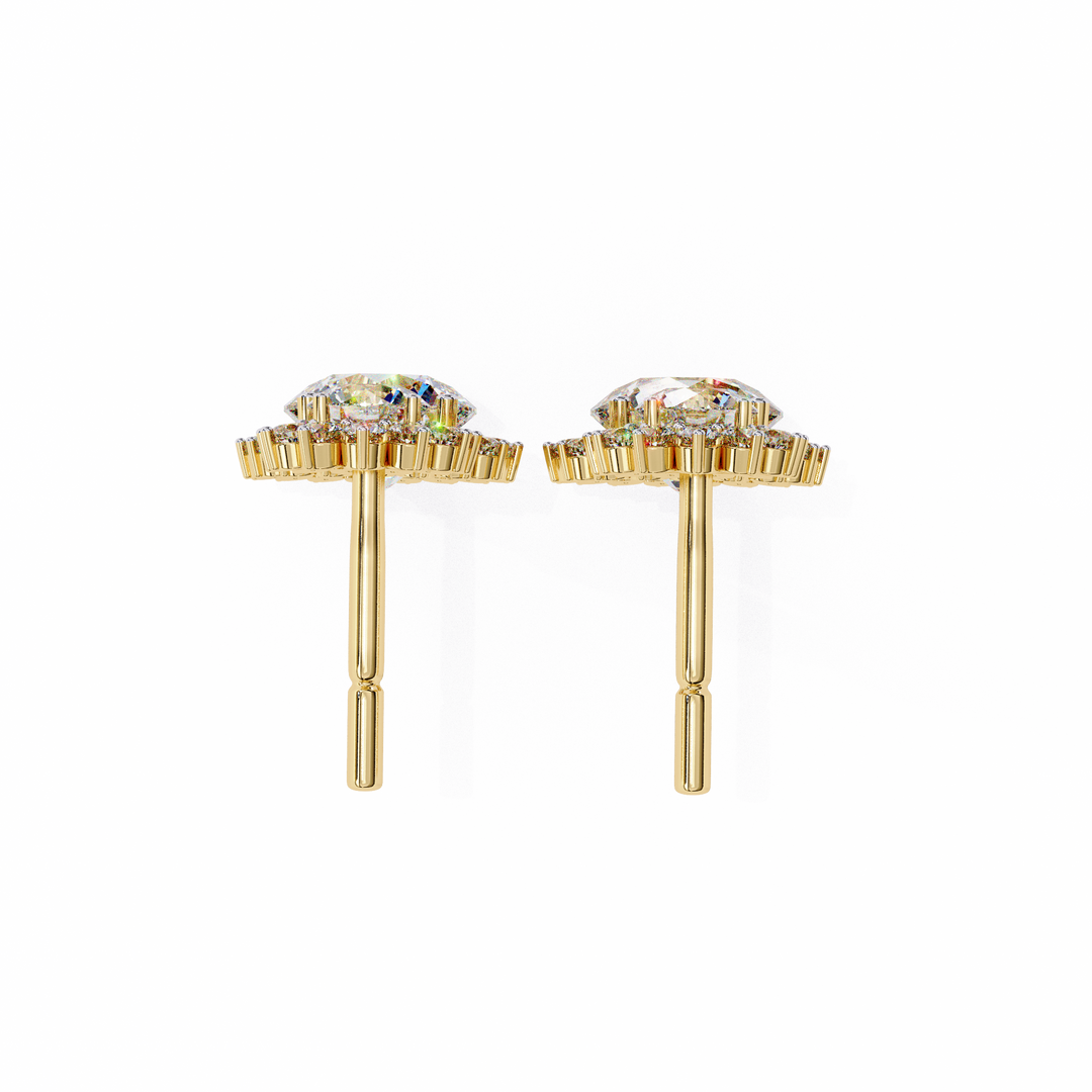 Celestial Bloom Lab Diamond Drop Earrings | VVS–VS D-E-F Diamond Halo Design